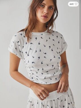 Free People Twist Printed Baby Tee
